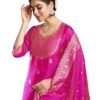 SIRIL Women's Rayon Viscose Banarasi Jacquard Zari Woven Straight Kurta Pant with Dupatta Set (217KBD2301-XL_Rani Pink)
