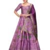 PURVAJA Women's Kanjiwaram Semi-Stitched Lehenga choli (Bahaar-Purple_Free Size)
