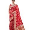 MANOHARI Women's Most Trendy Banarasi Satin Silk Woven Vibrant Red Saree With Heavy Jacquard Work Saree With Blouse Piece_MN2050