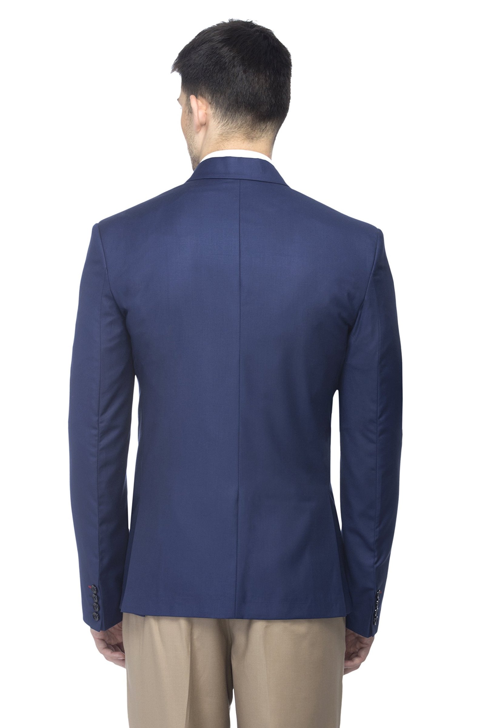 FAVOROSKI Designer Men's Slim Fit Notched Lapel Single Breasted Solid Blazer (Navy Blue, L) - Image 6