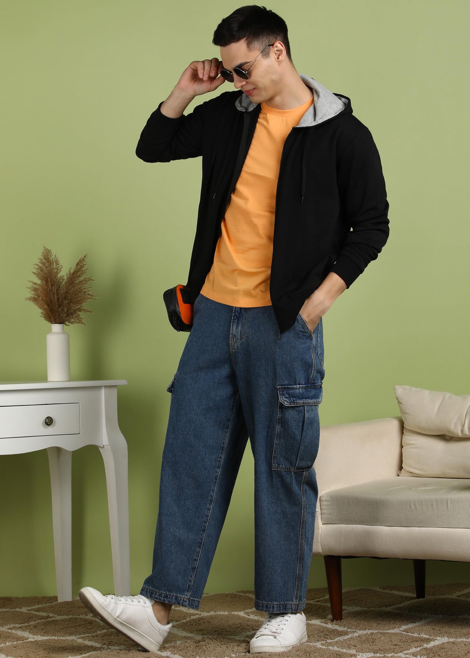 Alan Jones Clothing Men’s Solid Zipper Hooded Sweatshirt | Ribbed Hem, Lined Hood, Side Pockets, Durable Zip | Multiple Colors (Black_S) - Image 7