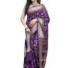 Sugathari Women's Banarasi Saree Pure Kanjivaram Silk Saree Soft new ladies 2023 Design Wear Pattu Sarees Latest Party Sari collections With Blouse Piece for Wedding sadi (SAN PARI-182 PURPLE)