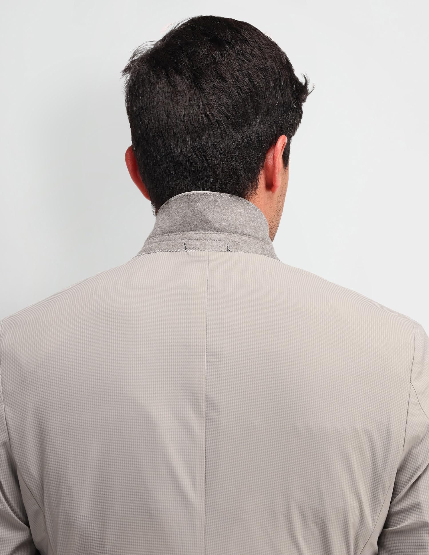 Arrow Men's Beige Textured Notch Collar Long Sleeve Formal Nylon Slim Fit Blazer (ARAIBZ5050_Beige_42) - Image 2