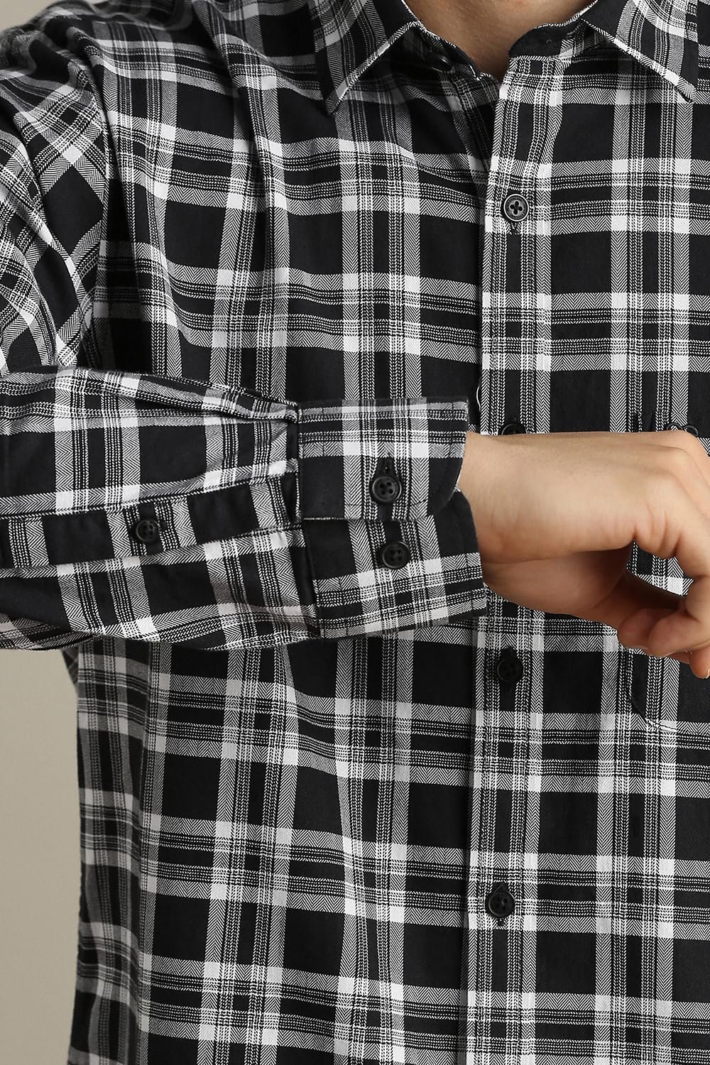 Peter England Slim Fit Dupplin Checkered Shirt for Men – Full Sleeves | Cotton | Smart & Stylish - Image 3