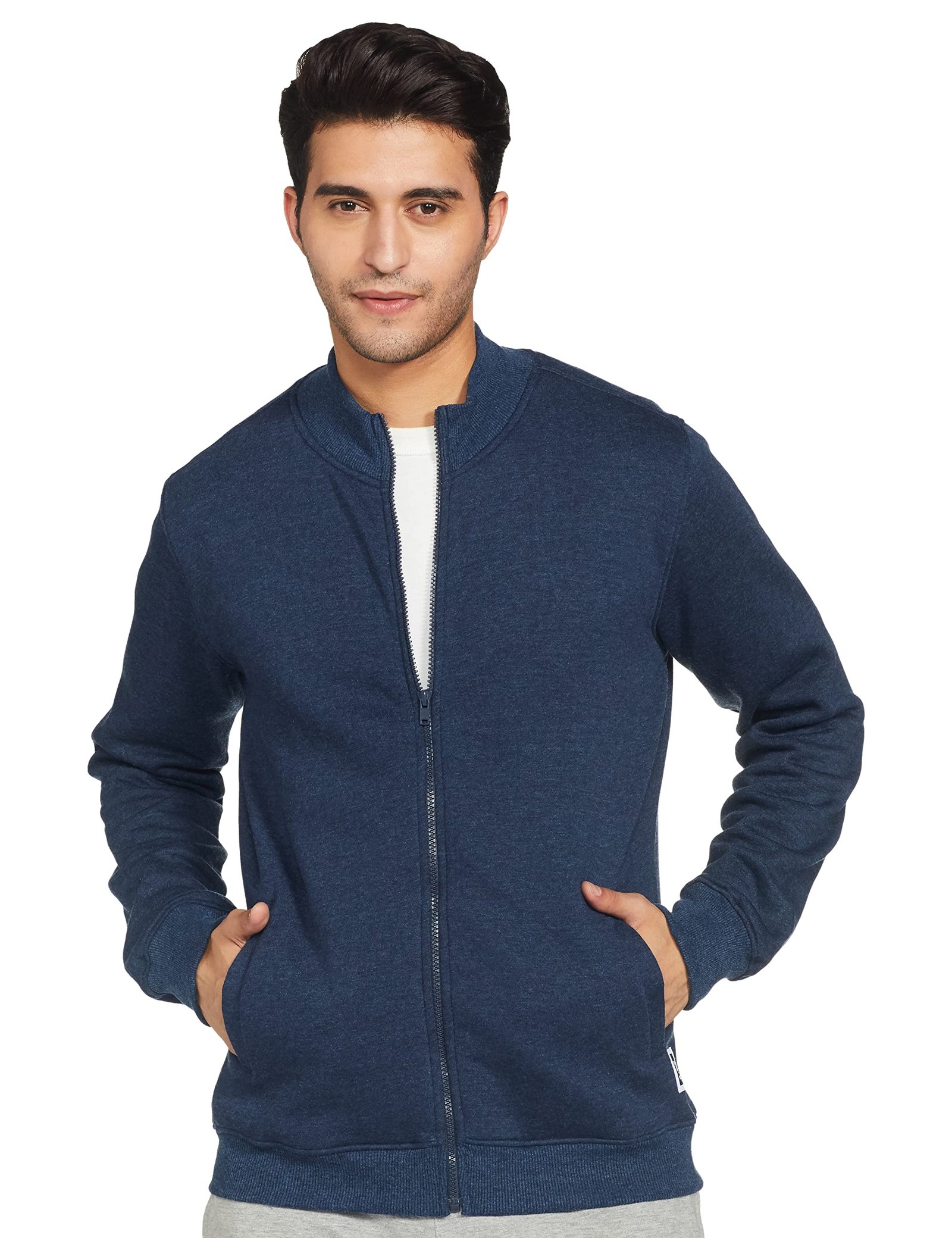 Symbol Men's Cotton Blend High Neck Fleece Regular Fit Sweatshirt Iris Navy Mel Large