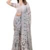 Garden Vareli Women Viscose Brasso Floral Print Saree With Unstitched Blouse Piece 73440 - Grey