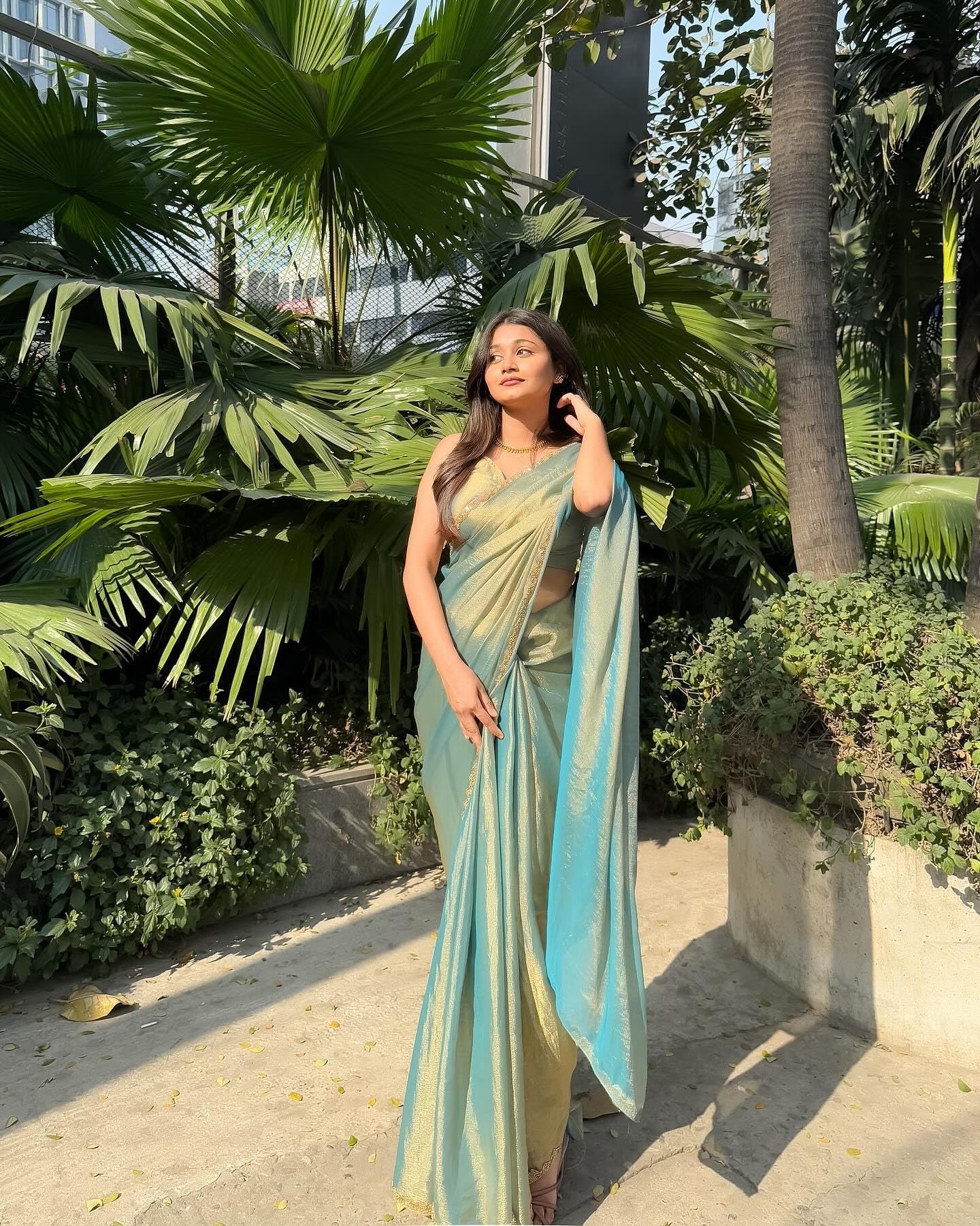 Sidhidata Women's Soft Fandy Silk Saree With Hand Work Lace Boarder & Comes With Unstitched Blouse Piece (Chhaava) (V Sky Blue) - Image 5