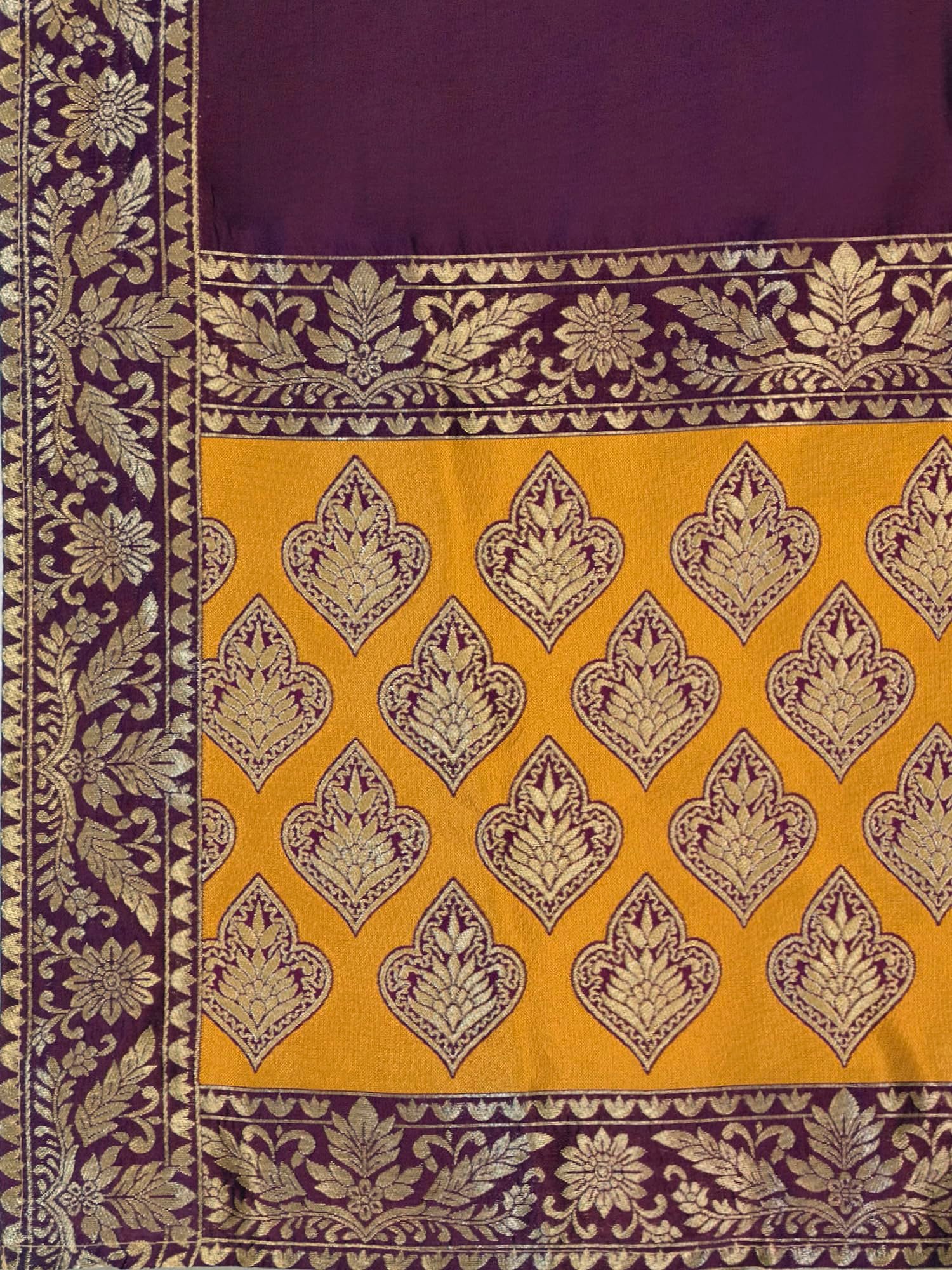 PURVAJA Women's Kanjiwaram Semi-Stitched Lehenga choli (Lazya-Yellow_Free Size) - Image 2