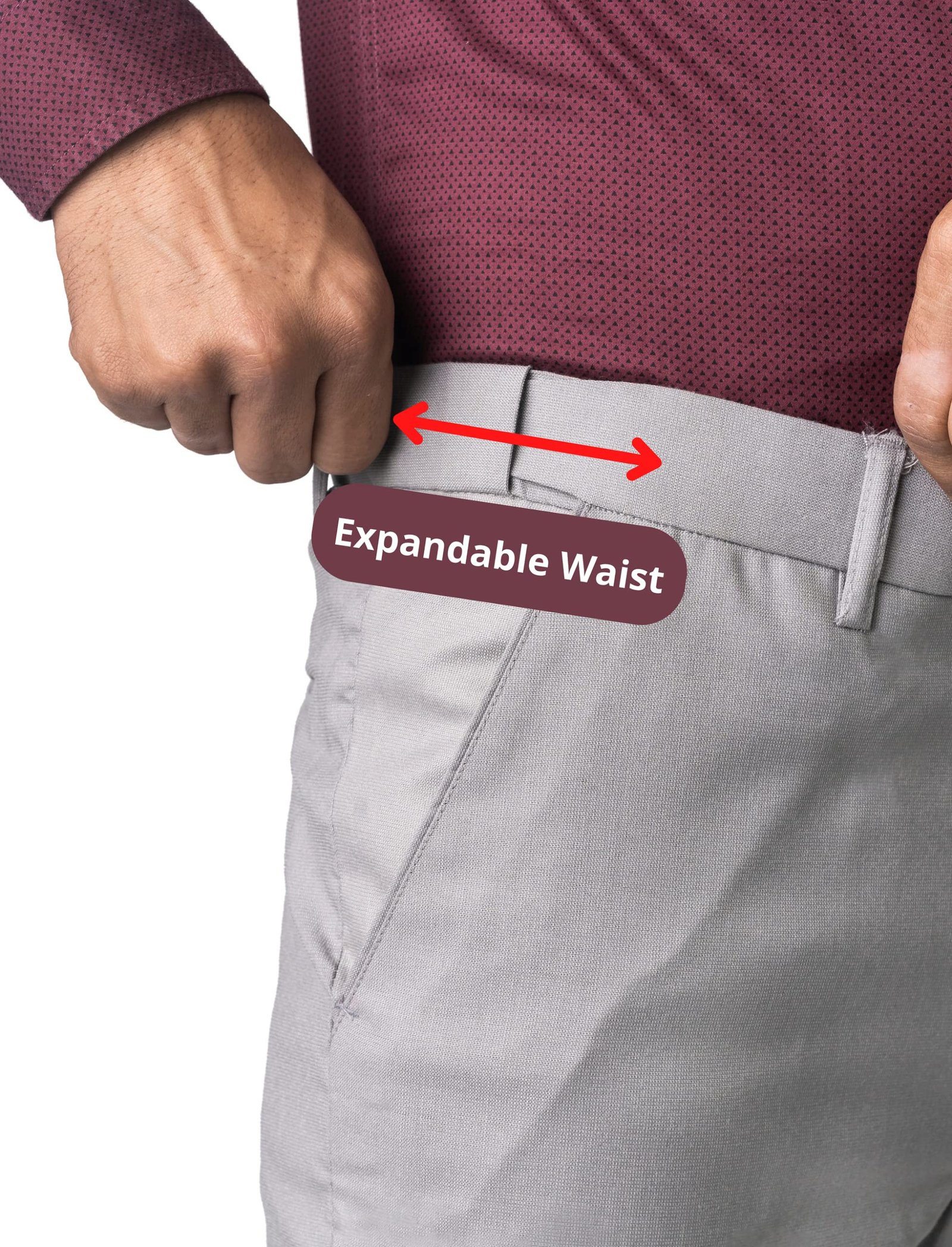 Jack and Jini Men Mid Rise Formal Pant with Expandable Waist Regular Fit, Flat Front, Premium Lycra Fabric for Office, Party and Casual Wear Light Grey, 40 - Image 3