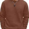 KAJARU Quilted Pattern Long Sleeve Sweatshirt, Round Neck, Men's Casual Pullover, Grey, Black, Beige (in, Alpha, L, Coffee)