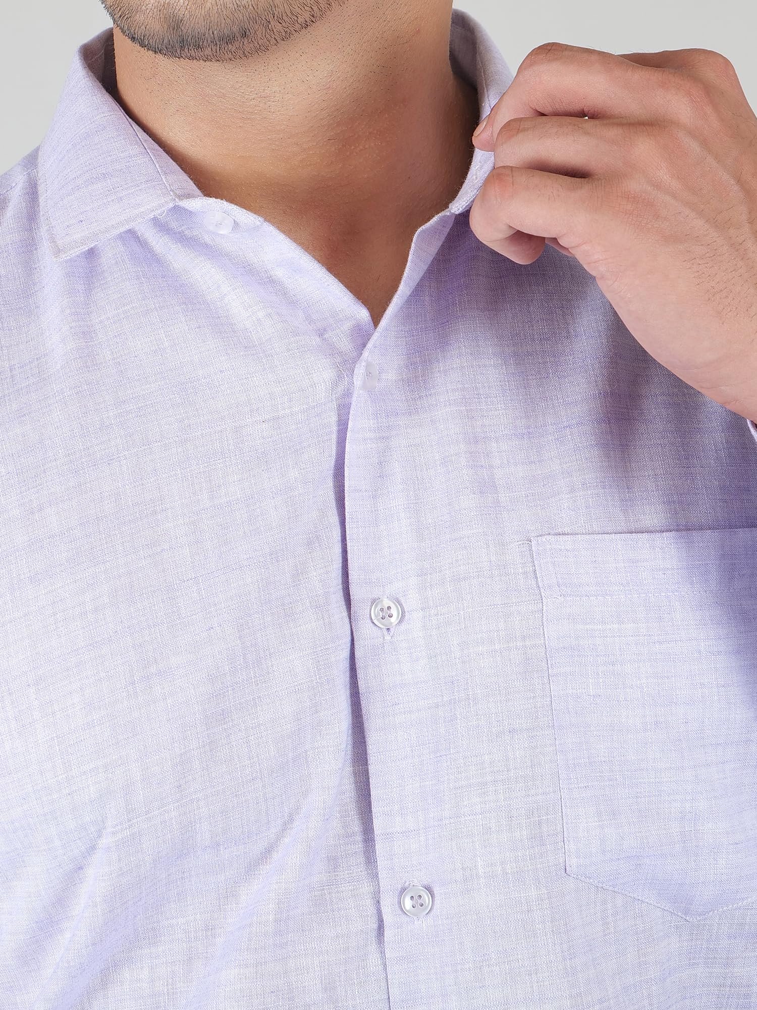 YOUNG & FORMALS by CAMBRIDGE Men's Slim Fit Solid Formal Shirt | Full Sleeves Spread Collar | Structure Pattern | Premium Polyester Cotton Blend | Classic Business & Office Wear | Lavender | 36 - Image 3