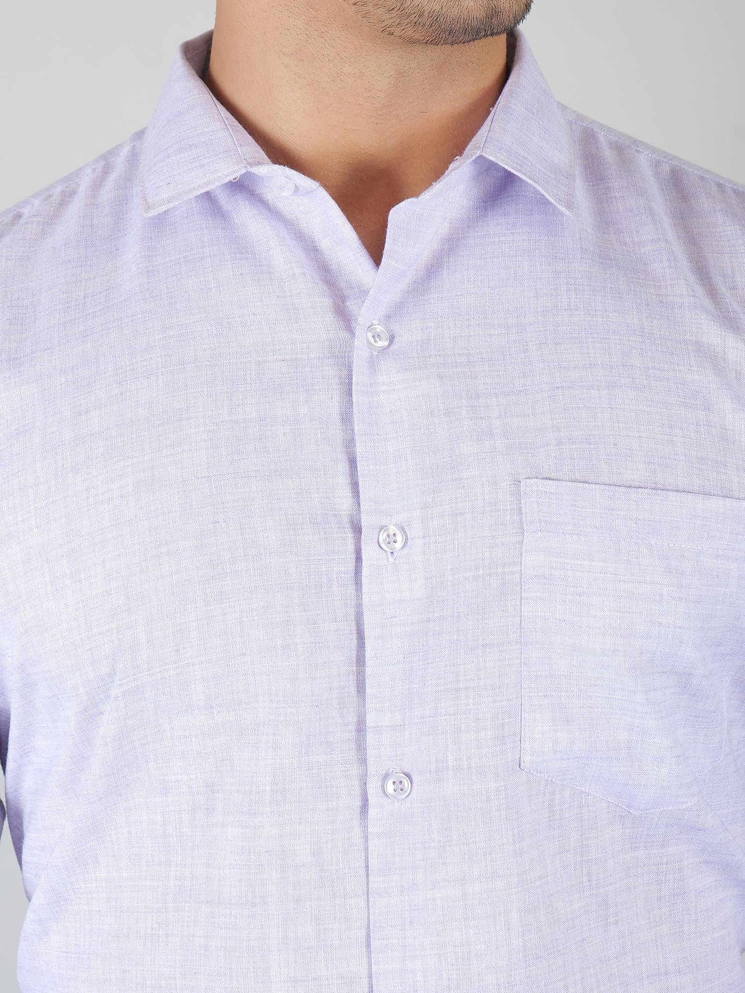 YOUNG & FORMALS by CAMBRIDGE Men's Slim Fit Solid Formal Shirt | Full Sleeves Spread Collar | Structure Pattern | Premium Polyester Cotton Blend | Classic Business & Office Wear | Lavender | 36 - Image 4