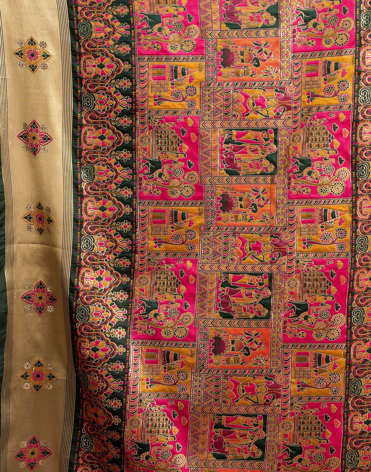 SIRIL Women's Silk Kashmiri Minakari Jacquard Saree with Unstitched blouse Piece (4314S604_Dark Green) - Image 3