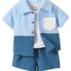 URBAN OX Cotton Blend Solid Stylish Boys Co-Ords Set | Multi-Color Shorts & Shirt For Kids | Comfortable Wear (Blue, 4-5 Years)