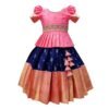 White Button New south Indian traditional pattu pavadai Jecquard Lehenga choli for girls dress (5-6 Years, Light Pink)