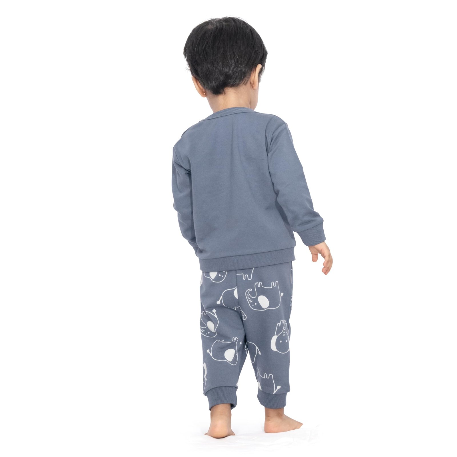 Real Basics Cotton Fleece Clothing Sets for Boys & Girls - Unisex Winter Clothing Sets Full Sleeve T-Shirt & Pant Pajama (elephanthead_18 Months-24 Months) - Image 6